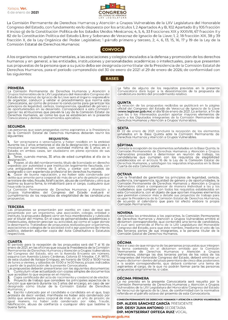 CEDH en Veracruz tendrá nuevo titular