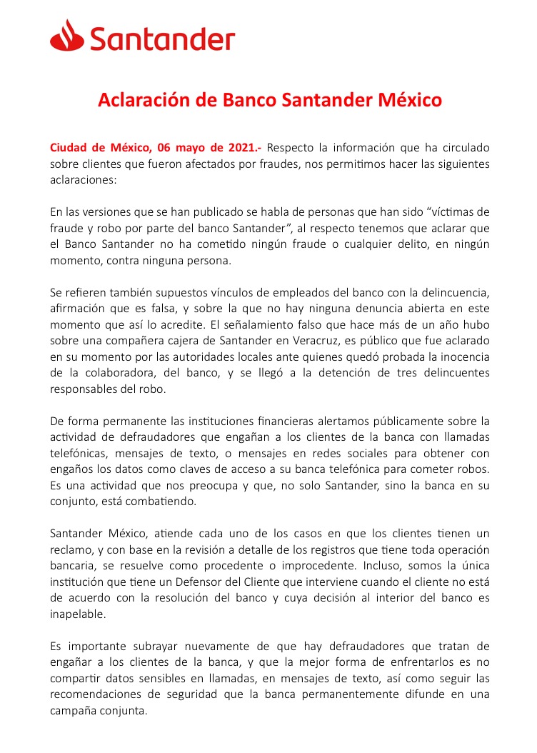 Santander se defiende de acusaciones de fraude en Veracruz