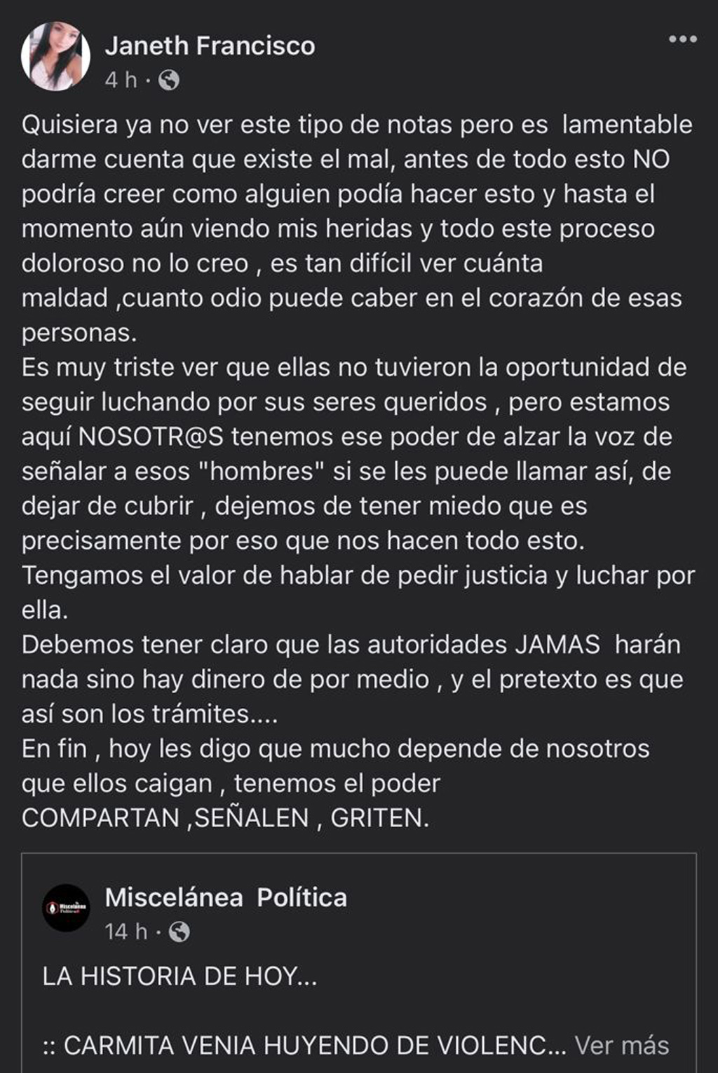 Víctima de Elvis pide a las mujeres no callar agresiones