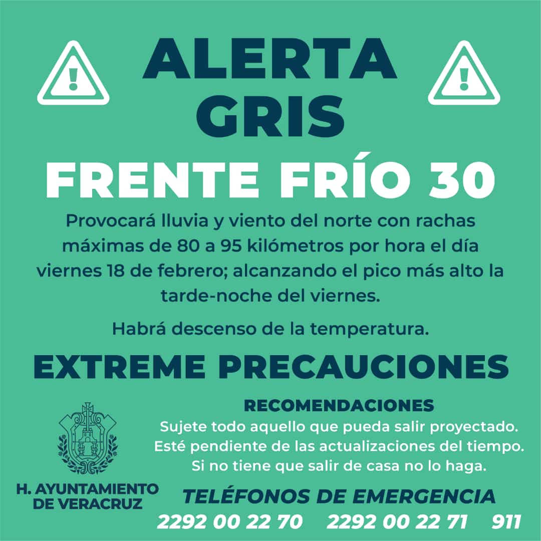 Nuevo Frente Frío se dirige a Veracruz