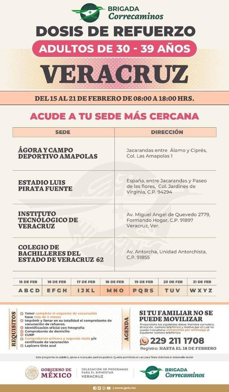 Veracruz y Xalapa arrancan con refuerzo para personas de 30 a 39
