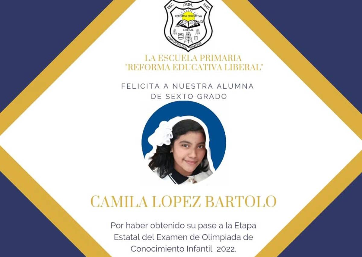 Alumna de Coatza representará a Veracruz en olimpiada de conocimiento