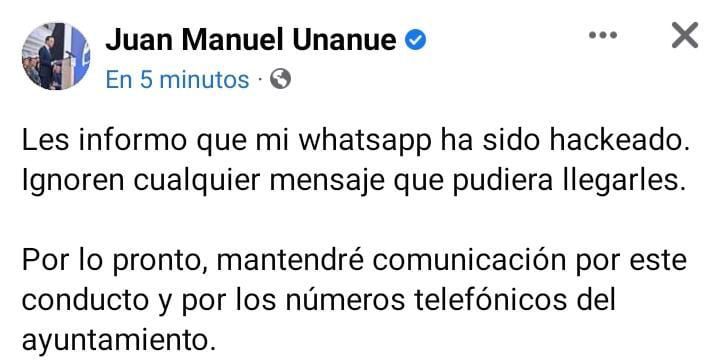 Hackean whatsapp de Juan Manuel Unánue