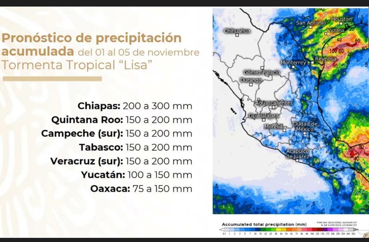 Tormenta tropical Lisa afectará municipios del sur de Veracruz 