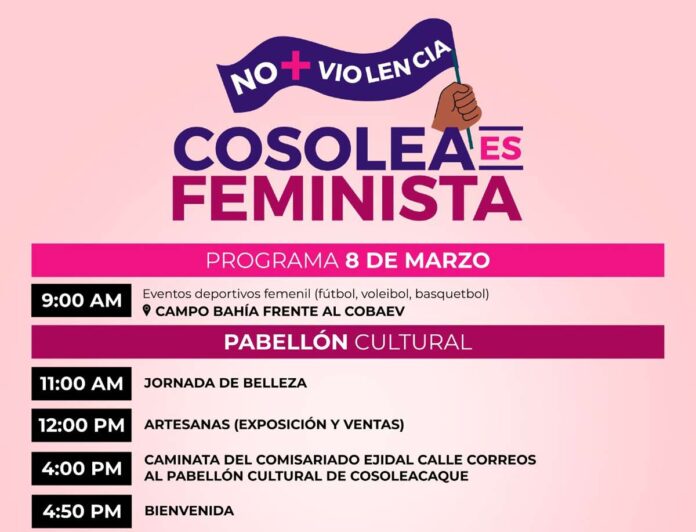 El ayuntamiento de Cosoleacaque prepara eventos por el 8M