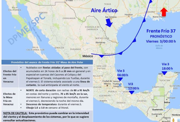 El Frente Frío 37 provocó una nueva Alerta Gris en Veracruz