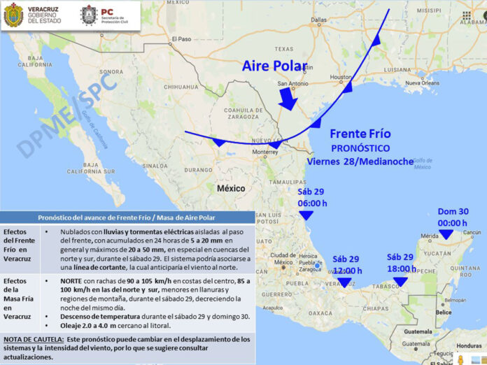 Lanzan alerta en Veracruz por llegada de Norte con vientos de 110 Km/h