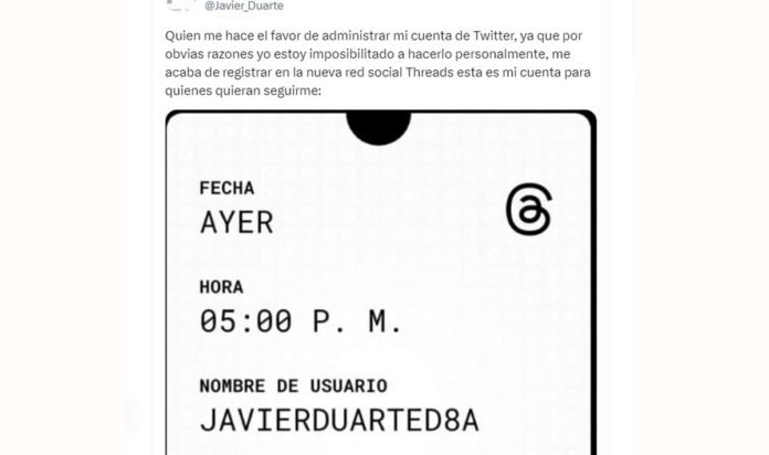 Aparece  Javier Duarte en Threads; pide que lo sigan
