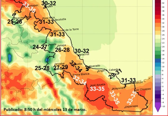 Temperatura en Veracruz rozará los 40 grados