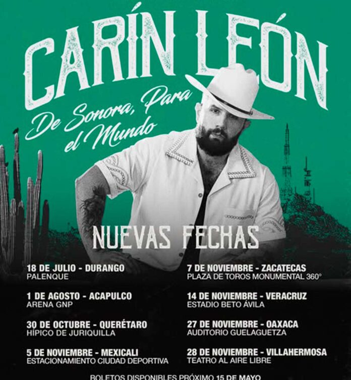 Anuncian concierto de Carín León en Veracruz este 2026