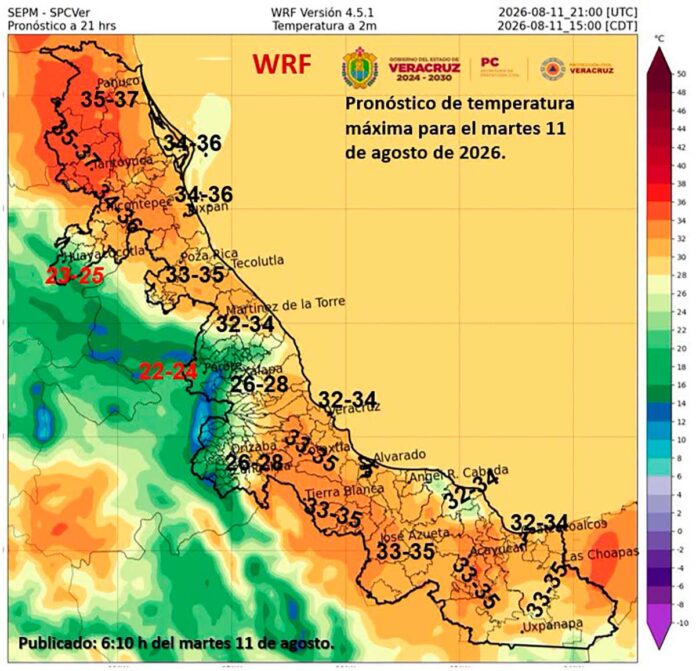 Pronóstico del clima en Veracruz hoy: Calor bochornoso, lluvias y acercamiento de onda tropical