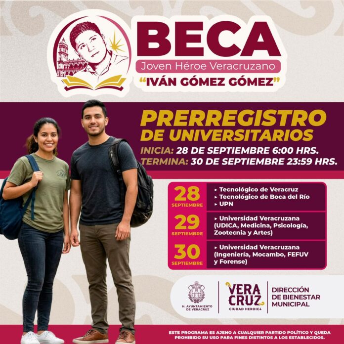 Lanza Veracruz prerregistro para la Beca “Joven Héroe Veracruzano Iván Gómez Gómez”